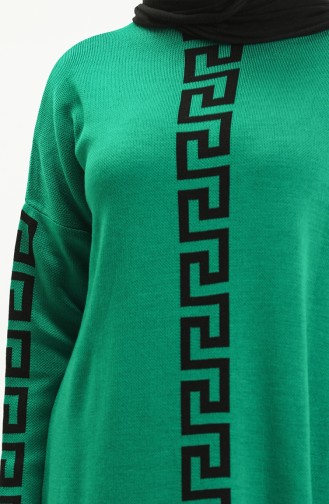 Grasgrün Hijab Kleider 8007-02