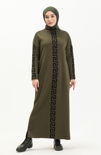 Khaki Hijab Kleider 8007-05