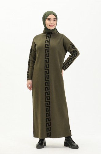 Khaki Hijab Kleider 8007-05