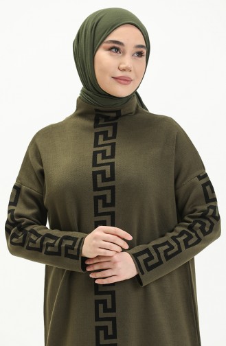 Khaki Hijab Kleider 8007-05