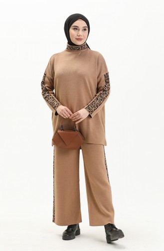 Ensemble Deux Pièces Tunique Pantalon Tricot 0579-06 Camel 0579-06