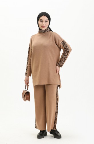 Ensemble Deux Pièces Tunique Pantalon Tricot 0579-06 Camel 0579-06