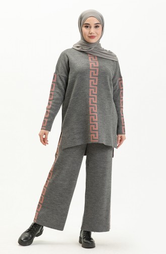 Triko Tunik Pantolon İkili Takım 8006-12 Gri