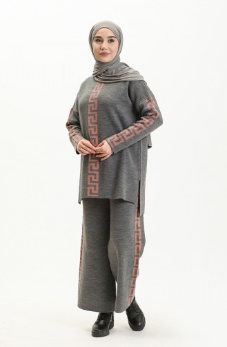 Triko Tunik Pantolon İkili Takım 8006-12 Gri