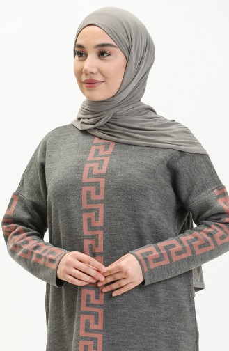 Triko Tunik Pantolon İkili Takım 8006-12 Gri