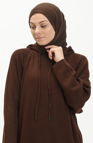 Knitwear Hooded Dress 3256-14 Dark Brown 3256-14