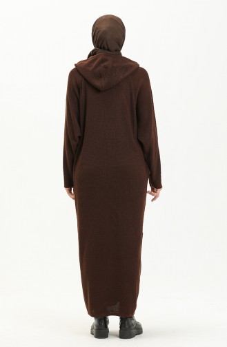 Knitwear Hooded Dress 3256-14 Dark Brown 3256-14