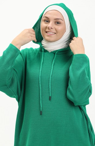 Hooded Knitwear Dress 3256-17 Grass Green 3256-17