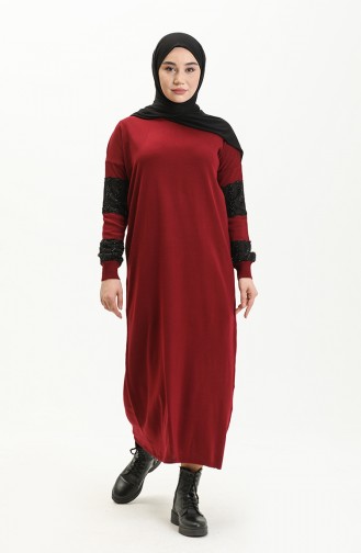 Triko Elbise 3351-10 Bordo
