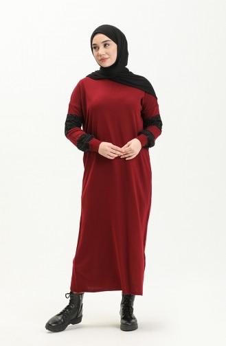 Triko Elbise 3351-10 Bordo