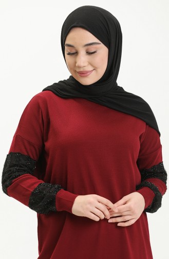 Triko Elbise 3351-10 Bordo