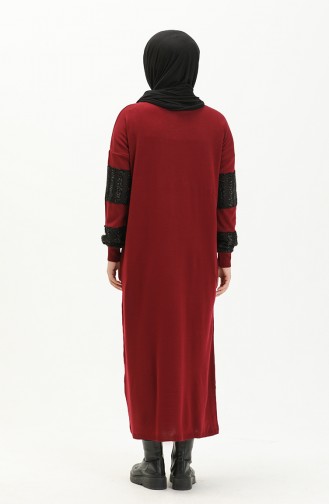 Triko Elbise 3351-10 Bordo