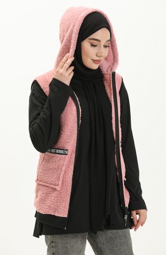 Welsoft Kapüşonlu Yelek 6001-02 Pudra