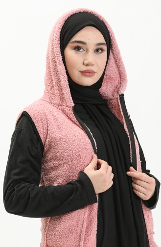 Welsoft Kapüşonlu Yelek 6001-02 Pudra