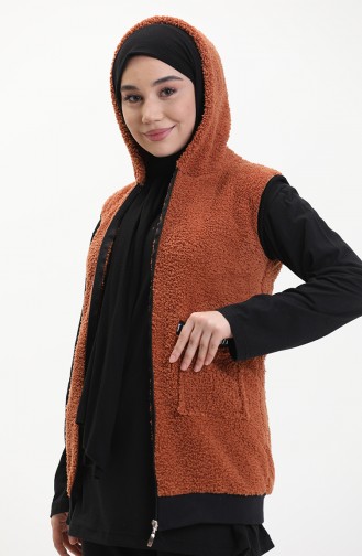 Welsoft Kapüşonlu Yelek 6001-05 Kiremit