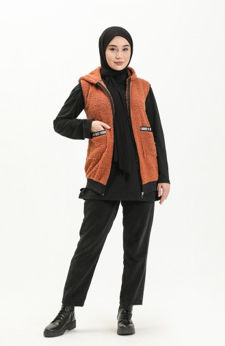 Ziegelrot Strickjacke 6001-05