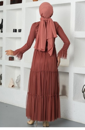 Zimtfarbig Hijab-Abendkleider 2167