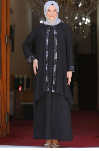 Schwarz Hijab-Abendkleider 2689