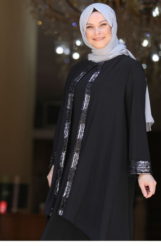 Schwarz Hijab-Abendkleider 2689