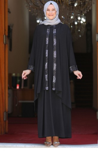 Schwarz Hijab-Abendkleider 2689