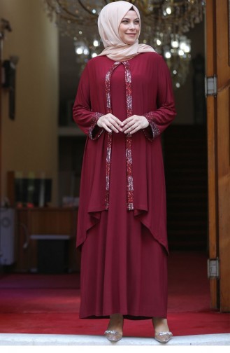 Weinrot Hijab-Abendkleider 2690