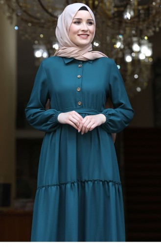 Petroleum Hijab Kleider 2700