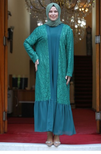 Smaragdgrün Hijab-Abendkleider 2711