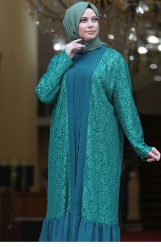 Emerald Green Hijab Evening Dress 2711