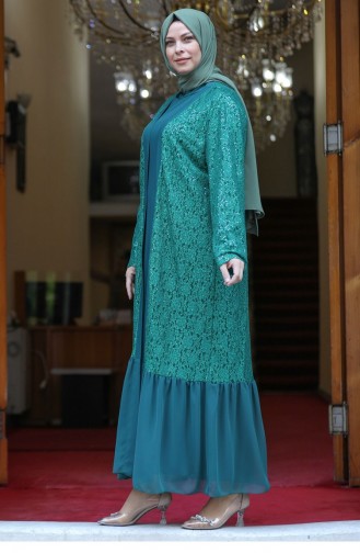 Emerald Green Hijab Evening Dress 2711