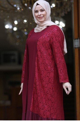 Claret Red Hijab Evening Dress 2712
