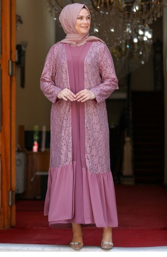 Dusty Rose Hijab Evening Dress 2713