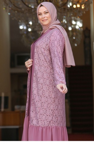 Dusty Rose Hijab Evening Dress 2713