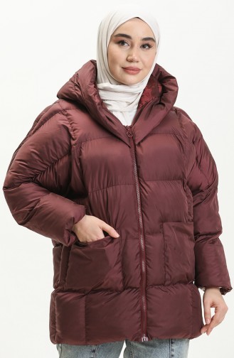 Manteau Matelassé à Capuche 9009-03 Bordeaux 9009-03