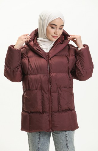 Manteau Matelassé à Capuche 9009-03 Bordeaux 9009-03