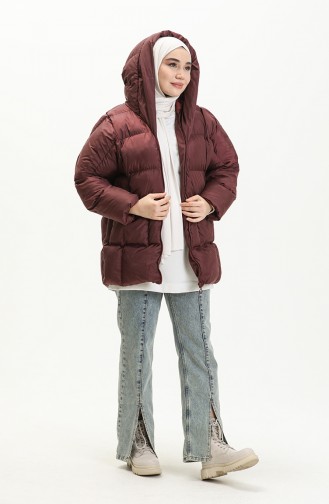 Manteau Matelassé à Capuche 9009-03 Bordeaux 9009-03