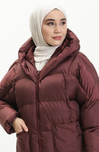 Kapüşonlu Şişme Mont 9009-03 Bordo