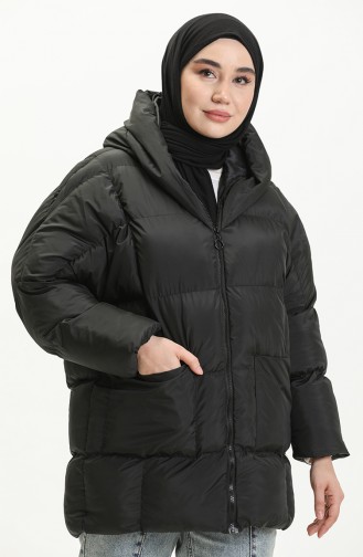 Manteau Matelassé à Capuche 9009-04 Noir 9009-04