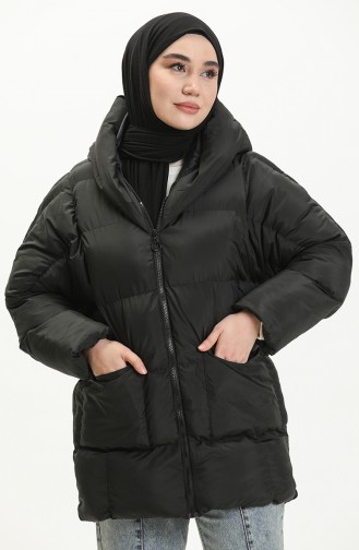 Manteau Matelassé à Capuche 9009-04 Noir 9009-04