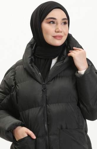 Manteau Matelassé à Capuche 9009-04 Noir 9009-04