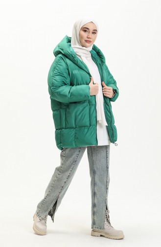 Manteau Matelassé à Capuche 9009-06 Vert 9009-06