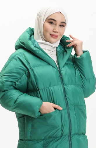 Kapüşonlu Şişme Mont 9009-06 Yeşil