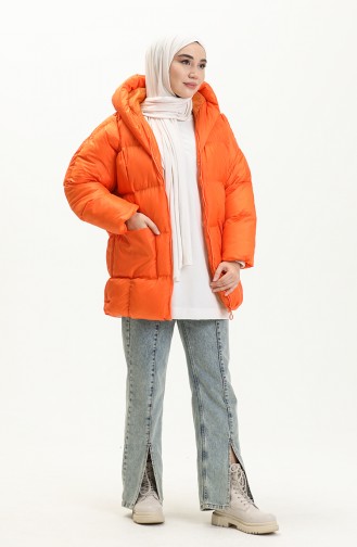 Manteau Matelassé à Capuche 9009-07 Orange 9009-07