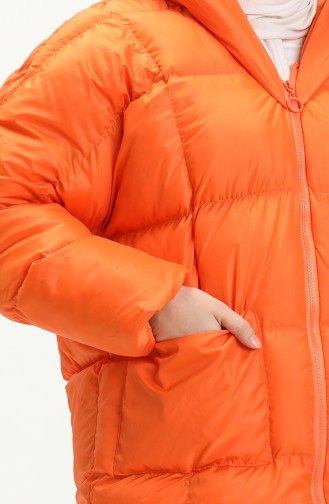 Kapüşonlu Şişme Mont 9009-07 Oranj