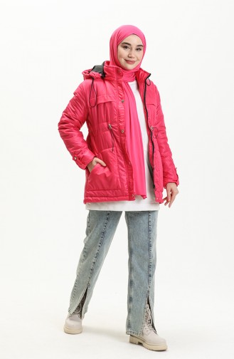 Coat mit Kapuze 9015-03 Fuchsia 9015-03