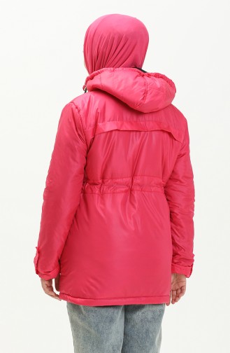 Manteau Matelassé à Capuche 9015-03 Fuchsia 9015-03