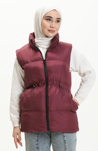 Manteau Sans Manches Matelassé 9011-02 Plum 9011-02