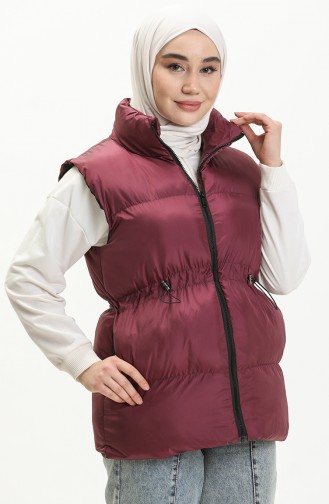 Manteau Sans Manches Matelassé 9011-02 Plum 9011-02