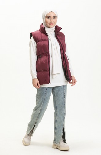 Manteau Sans Manches Matelassé 9011-02 Plum 9011-02