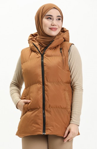 Kapüşonlu Şişme Yelek 9013-03 Taba