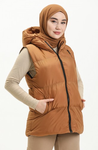 Kapüşonlu Şişme Yelek 9013-03 Taba